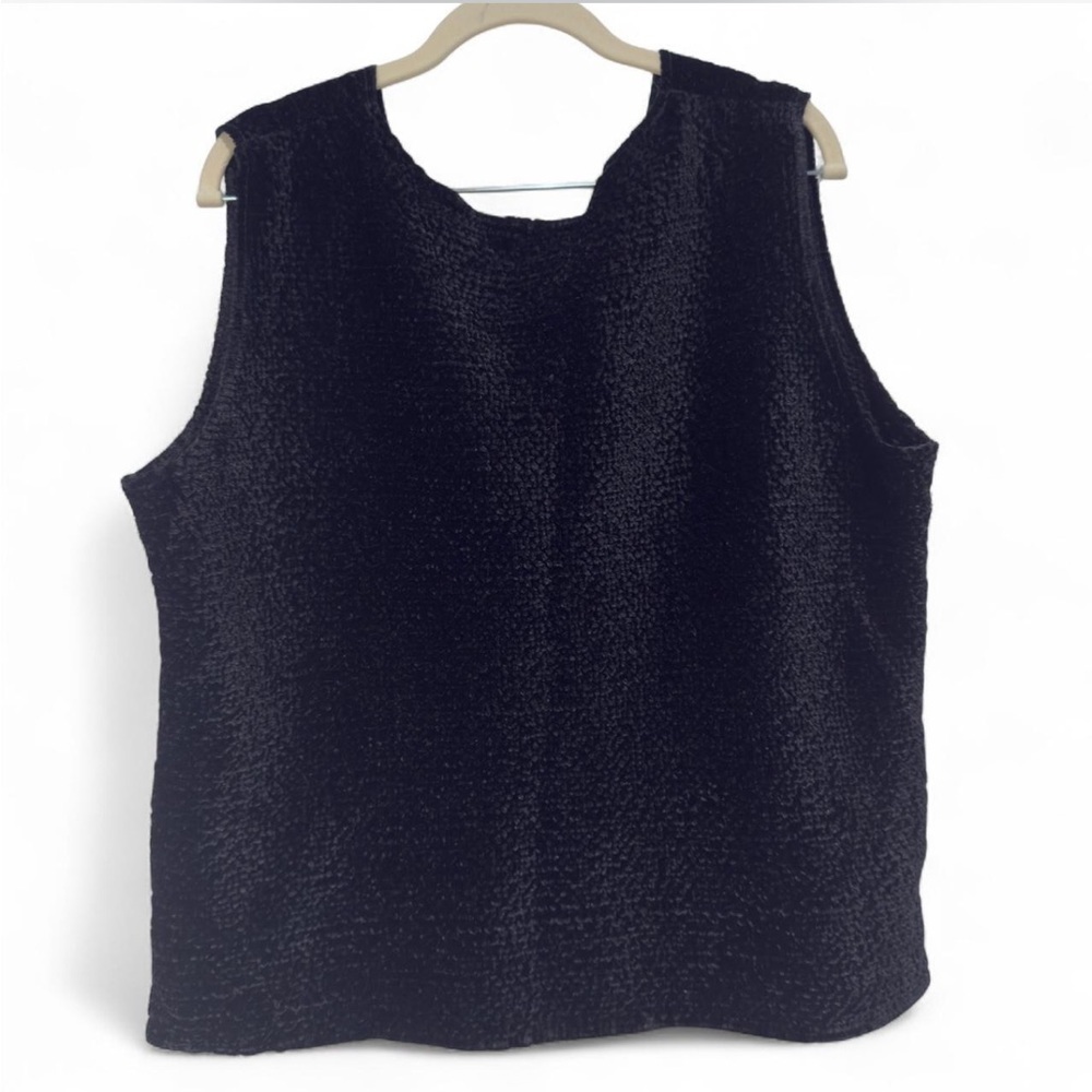 Y2K Crinkle Tank Velvet Feel Black Textured Top, Plus Size Grunge Whimsygoth - Picture 6 of 8